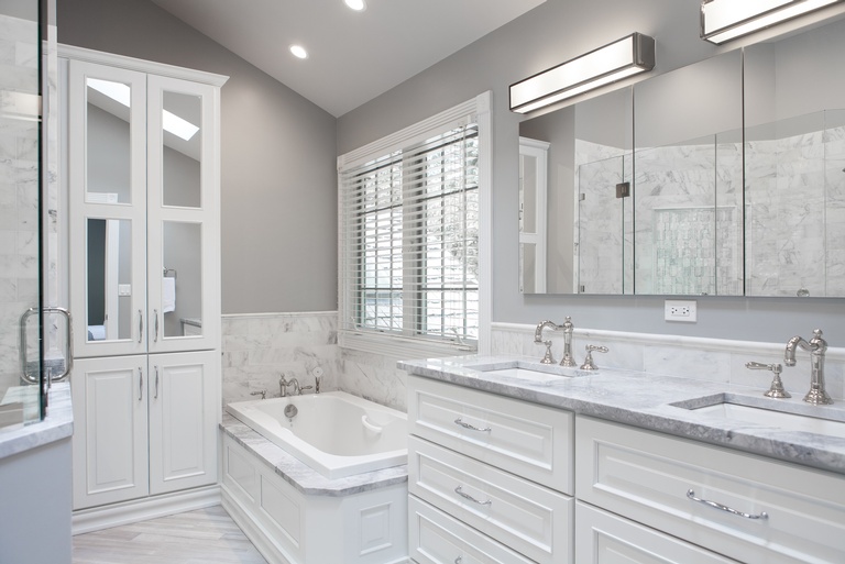 All White Themed Bathroom Designed by  Luxury Kitchen Bath Express - Bathroom Remodeling Raleigh