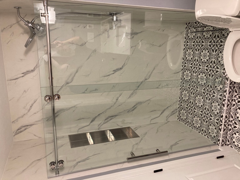 Carrara Slab Shower Stainless Niche Morrocan Tile Pan 