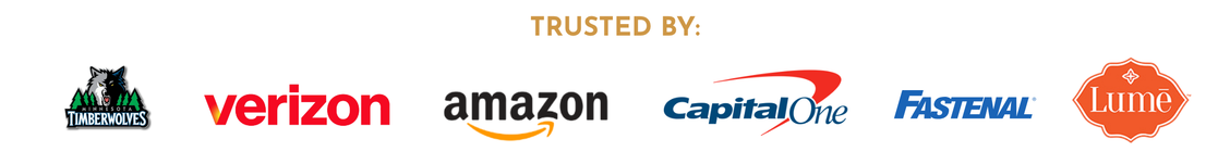 Headshot clients including the Minnesota Timberwolves, Verizon, Amazon, Capital One, Fastenal and Lume