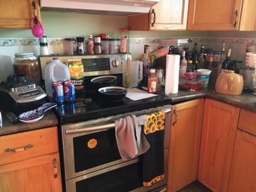 A look Before Cleaning Fully Messed Up Kitchen Countertops by Residential Cleaning Company in Brooks & Medicine Hat, AB