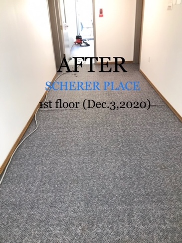 After Cleaning Hallway Carpet at Scherer Place Apartments by Professional Cleaning Experts at JAG Cleaning Services Ltd.