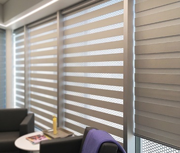 Our Window Shades Shop Edmonton offers dual shades that add sophisticated and modern look to your office interior