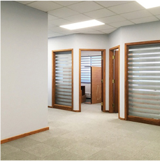 Winco Blinds & Window Fashion fitted beautiful white dual window blinds for an office workspace