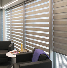 Luxurious Dual Window Shades Installed for Commercial Office Space by Winco Blinds & Window Fashion
