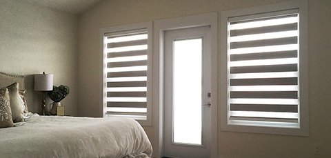 Custom Dual Window Shades Installed for Bedroom by Winco Blinds & Window Fashion