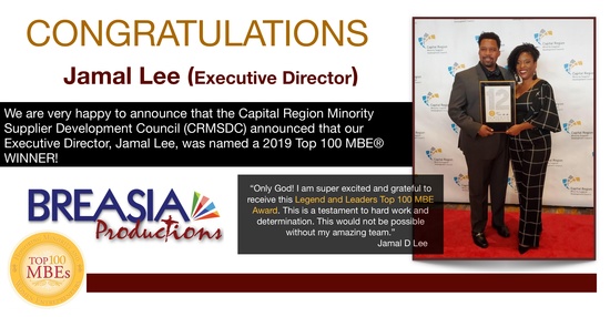 2019 Top 100 MBE Winner - Jamal Lee, Executive Director of Breasia Productions