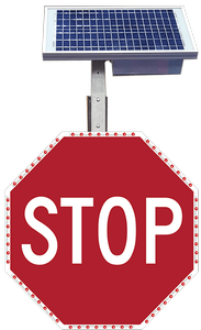 Solar Powered Flashing Stop Sign Alert Board - Transportation Solutions and Lighting, Inc