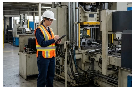Workplace safety assessment being completed for a Kitchener industrial business.