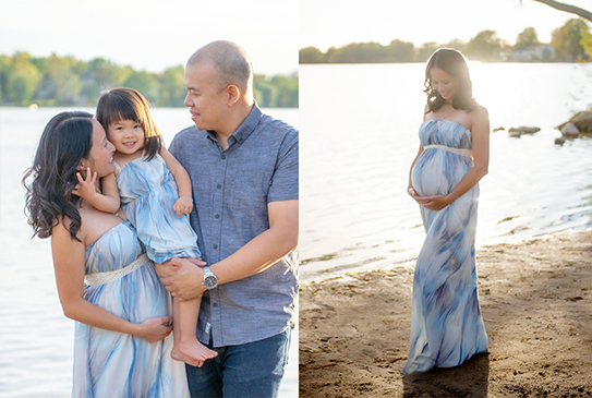 A collage of pregnant mother holding her belly and couples, captured by Toronto Photography Services