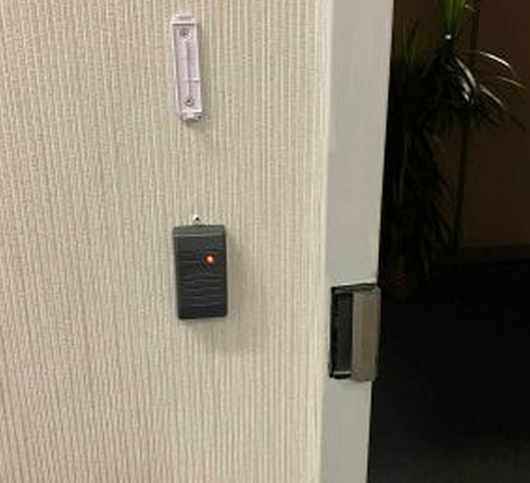 Access Control Systems door featuring button and light 