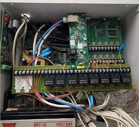 An access control system cabinet of computer and electronic components