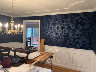 Dining Room Symmetrical Wallpaper Installation Services by Peter Ricciarelli Painting and Wallpapering Company