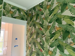 Beautiful Palm Leaves Wallpaper Installation by Peter Ricciarelli Painting and Wallpapering Company in Whitman, MA