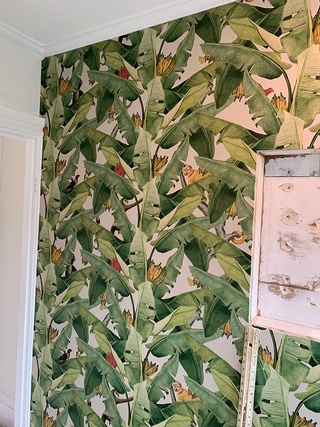 Greenary Palm Leaves Wallpaper Installation by Peter Ricciarelli Painting and Wallpapering Company in Whitman, MA
