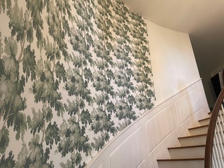 Staircase Wallpaper Installation Services by Peter Ricciarelli Painting and Wallpapering Company in Whitman, MA