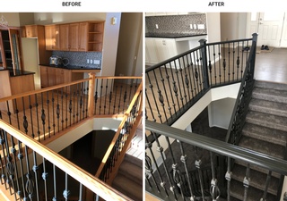 Customize your stair railings with a variety of colors through our Wood Refinishing Services