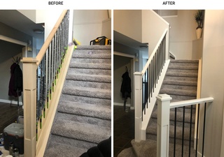 Preserve and rejuvenate stair railings with Expert Wood Refinishing Services offered by Element Painting Inc.