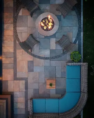 Outdoor firepit Construction by Green Crew Contracting Inc for magnificent look