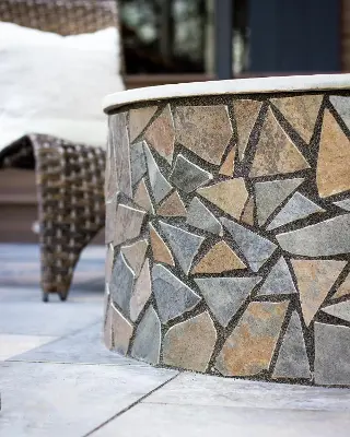 Outdoor firepit Construction by Green Crew Contracting Inc for elegant look