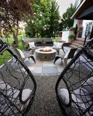 Outdoor firepit Construction by Green Crew Contracting Inc for exquisite look