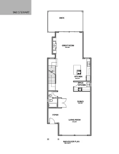 Explore Noura Homes' Main Floor Plan for 960 Stewart Avenue, a blueprint for elegant living