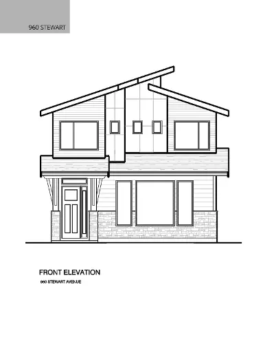 Discover Noura Homes' Front Elevation Plan for 960 Stewart Avenue, an architectural vision of excellence