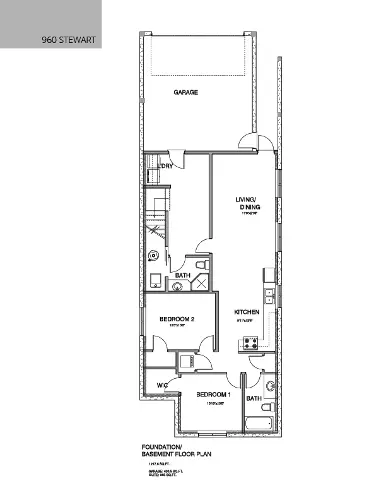 Explore Noura Homes' Custom Foundation Basement Floor Plan for 960 Stewart Avenue, a blueprint for exceptional living