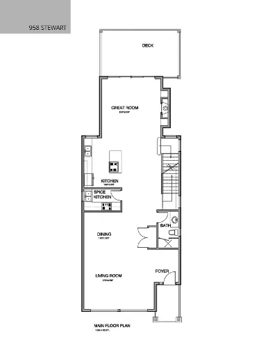 Delve into Noura Homes' Custom Home Main Floor Plan for 958 Stewart Avenue, a blueprint for elegant living