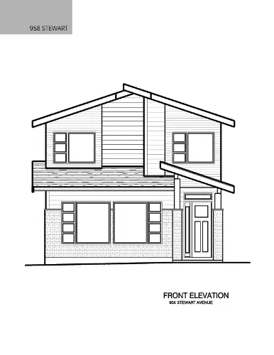 Explore Noura Homes' Custom Home Front Elevation Plan for 958 Stewart Avenue, a vision of architectural excellence