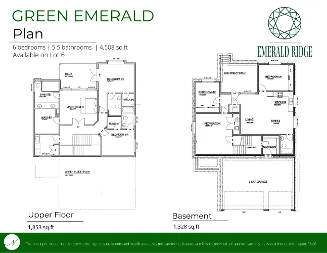 Explore the thoughtful design of the upper floor and basement in the Green Emerald custom home by Noura Homes