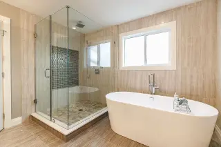 Indulge in the luxury of the powder rooms in Regent, a custom home meticulously built by Noura Homes