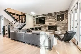 Step into the contemporary design living room interior of Regent Custom Home by Noura Homes