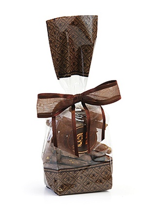 Brown Designer Gift Bag - Toffee Drizzled Belgian Chocolate Pretzels