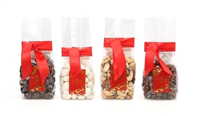 Stand Up Gift Bag, Red Label - Dark Belgian Chocolate Raisins