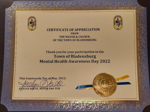 Mental Health Awareness Day 2022, Town of Bladensburg, Maryland, May 14, 2022