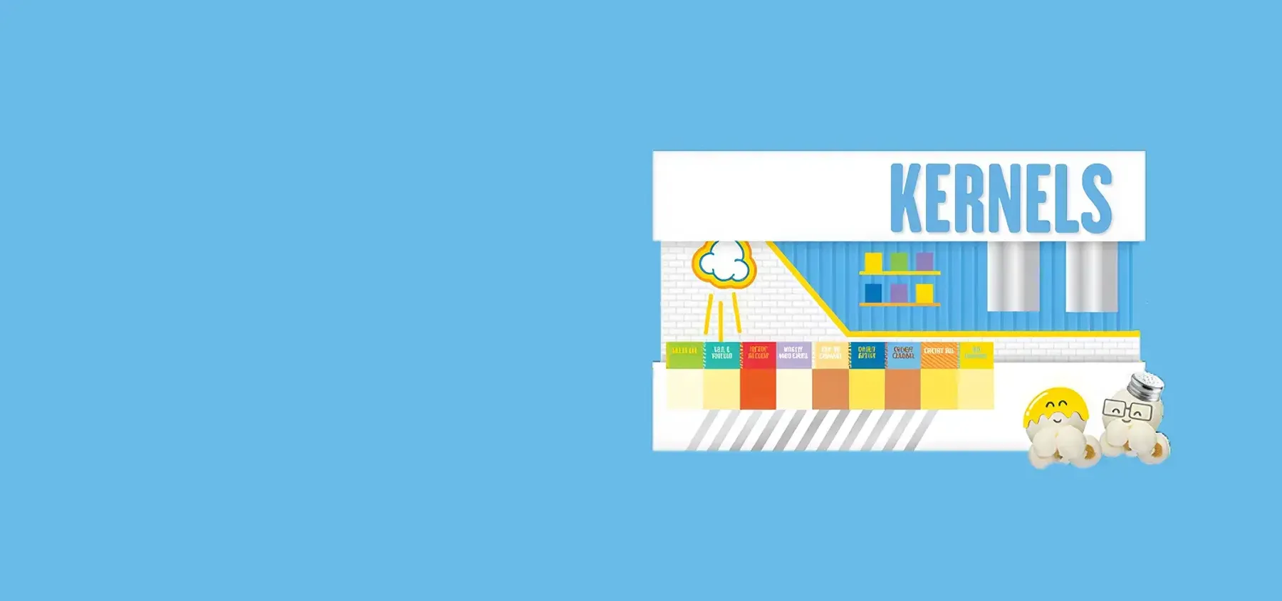 KERNELS POPCORN. POPPED WITH LOVE AND CARE SINCE 1983.