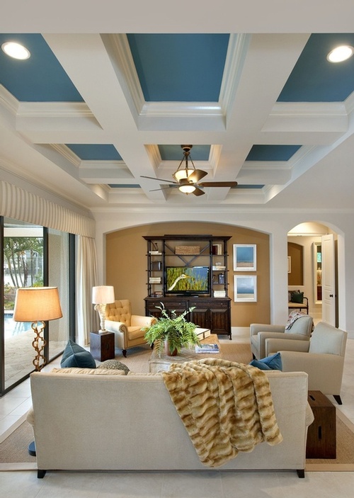 Living Room Pop False Ceiling by Classic Interior Designs Inc - Interior Design Firm Fresno