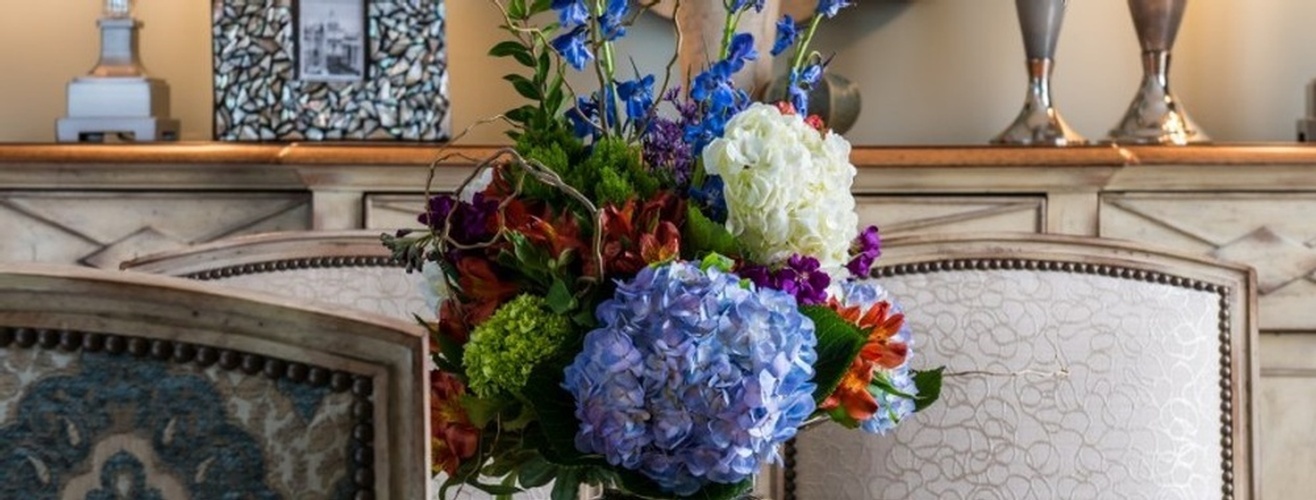 Flower Bouquet on Dining Table by R Designs, LLC
