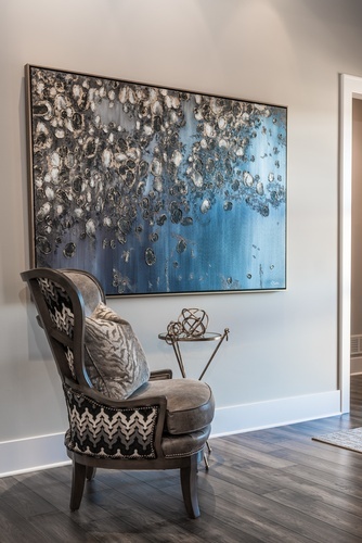 Blue designed frame on white wall - Home Remodel Kansas City KS by R Designs, LLC