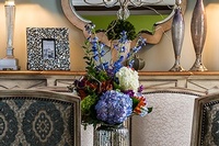 Flower Bouquet on Table - Luxury Living Room Interiors by R Designs, LLC