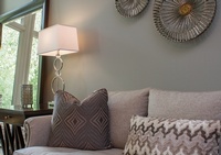 White Table Lamp near Sofa - Interior Decorator Kansas City at R Designs, LLC