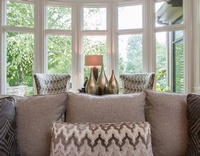 Sofa with Throw Pillows near Window -  Interior Decor by R Designs, LLC