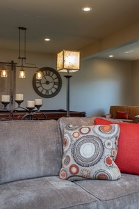 Decorative Fabric Throw Pillow on Sofa - Interior Decorator Kansas City by R Designs, LLC
