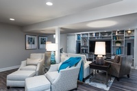 White lamp between white sofas - Living Room Remodel Kansas City by R Designs, LLC