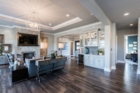Wooden floored - Living Room Remodel Overland Park by R Designs, LLC