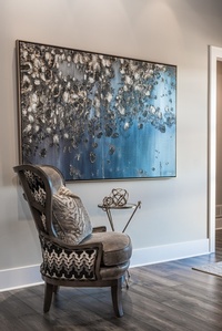 Blue designed frame on white wall - Home Remodel Kansas City KS by R Designs, LLC