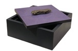Aubergine leather body Box with inset purple shagreen lid - Leather Desk Accessories at The Silver Peacock Inc