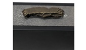 Rectangular Storage Box with Abstract Bronze Handle and Black leather body - Leather Desk Accessories