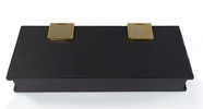 Graphite Nappa Leather Box with 24kt gold plated bronze hinges at The Silver Peacock Inc