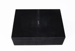 Walnut Wood Shagreen Box - Leather Desk Accessories at The Silver Peacock Inc